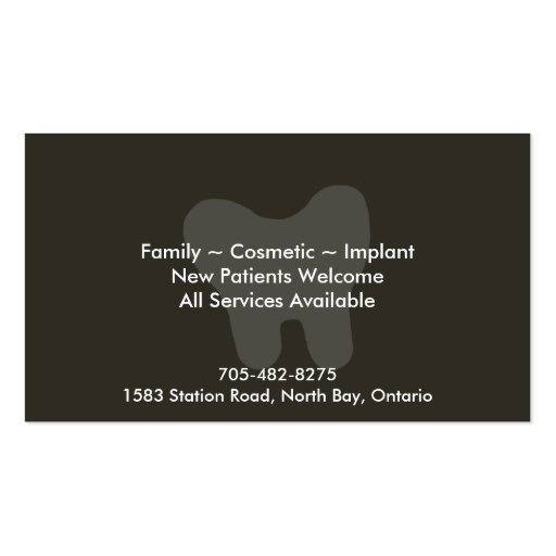 Family Dentist Business Card - Teeth & Monogram (back side)
