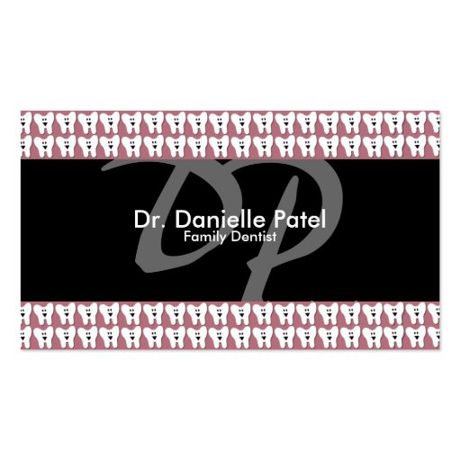 Family Dentist Business Card - Teeth & Monogram (front side)