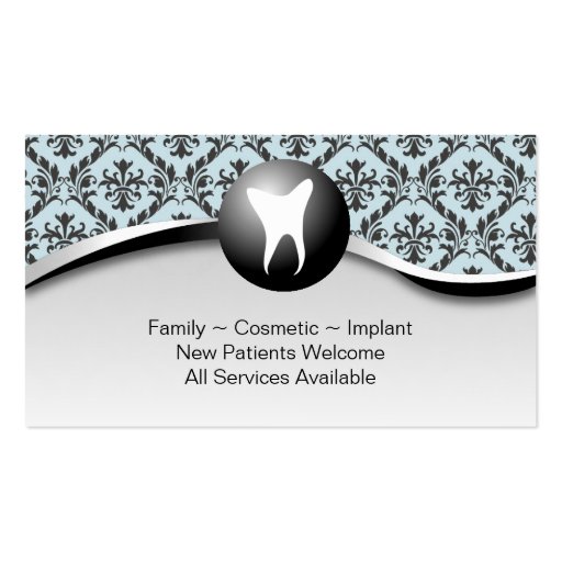 Family Dentist Business Card - Tooth Blue & White (back side)