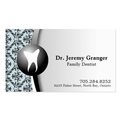 Family Dentist Business Card - Tooth Blue & White (front side)
