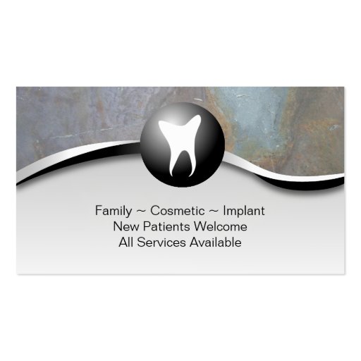 Family Dentist Business Card - Tooth Grey & White (back side)