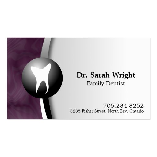 Family Dentist Business Card - Tooth Pink White (front side)