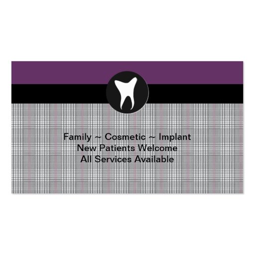 Family Dentist Business Card - Tooth Silhouette (back side)