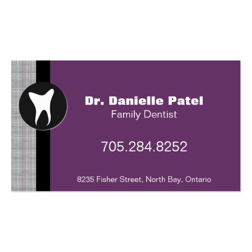 Family Dentist Business Card - Tooth Silhouette (front side)