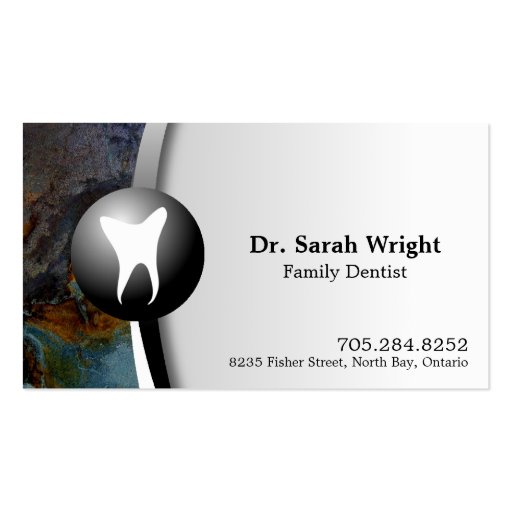 Family Dentist Business Card Tooth Teal Rock (front side)