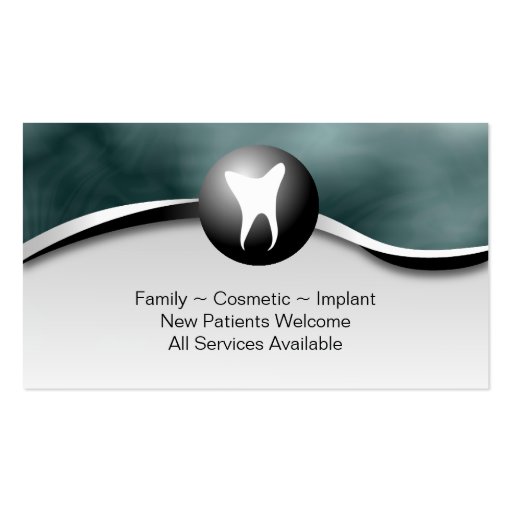 Family Dentist Business Card - Tooth Teal & White (back side)
