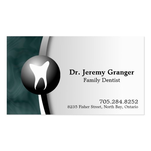 Family Dentist Business Card - Tooth Teal & White (front side)