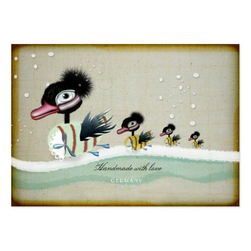 Family Duck swimming winter snow Business Card (back side)
