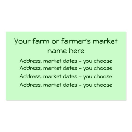 Family Farming profile card Business Cards (back side)