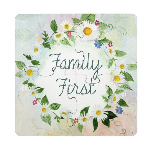 Family First Inspirational Quote Puzzle Coaster | Zazzle