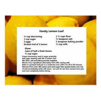 Family Lemon Loaf Postcard