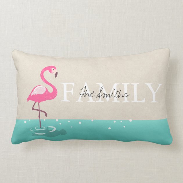 Family Monogram Throw pillow Flamingo pillow