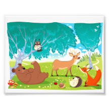 Family of animals in the wood. art photo