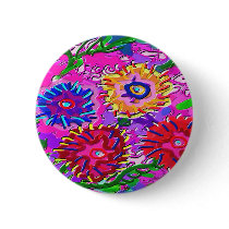 Family of flowers pinback buttons