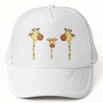 Family of Giraffes. Cartoon. Trucker Hats