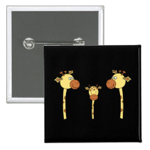Family of Giraffes. Cartoon. Pinback Button