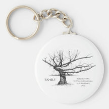 FAMILY: Pencil Art: Gnarly Old Tree: Family Ties Keychain
