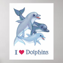 Family Pod of Dolphins Swimming posters