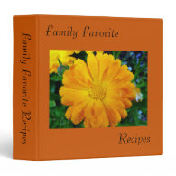 Family recipes,yellow, orange color flower vinyl binders