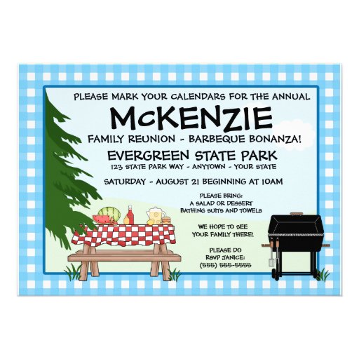 Family Reunion Barbeque Invitations (front side)