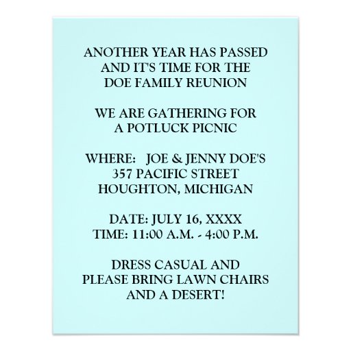 Family Reunion Croquet Lawn Casual Invitations