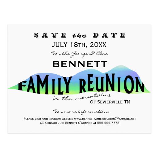 FAMILY REUNION IN THE MOUNTAINS SAVE THE DATE POSTCARD Zazzle