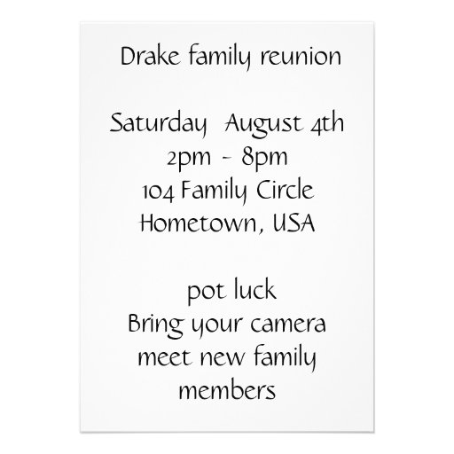 Family Reunion Invitation Card