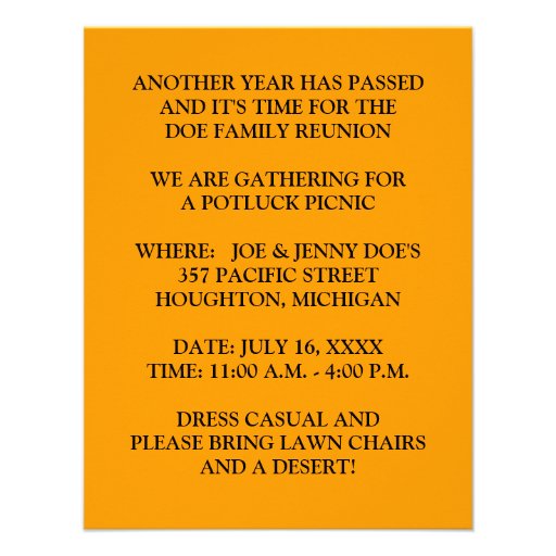 FAMILY REUNION PARTY INVITATION ~ EZ TO CUSTOMIZE