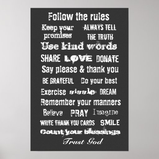 Family rules wall hanging poster Zazzle