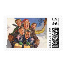 Family Sledding postage