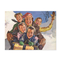 Family Sledding postcards