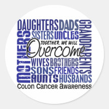 Family Square Colon Cancer Stickers