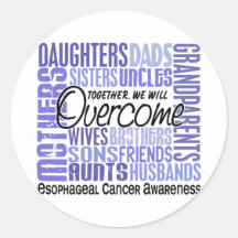 Family Square Esophageal Cancer Round Stickers