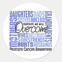Family Square Prostate Cancer Round Stickers