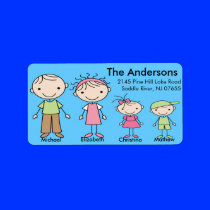 Family Stick People Return Address Labels