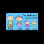Family Stick People Return Address Labels