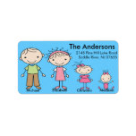Family Stick People Return Address Labels