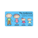 Family Stick People Return Address Labels