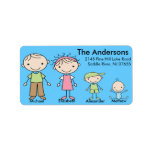 Family Stick People Return Address Labels