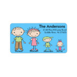 Family Stick People Return Address Labels