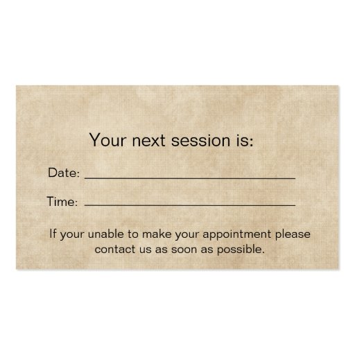 Family Therapist Appointment Business Card (back side)