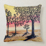 Family Trees with Sunrise....see the hearts? Throw Pillow