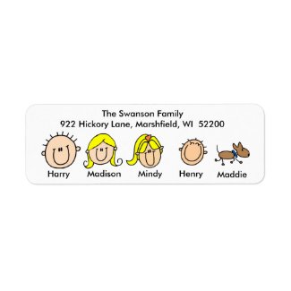 Family With Dog Address Labels label