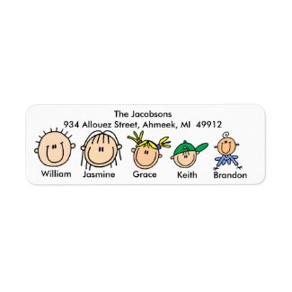 Family With Three Kids Address Labels label
