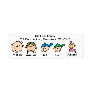 Family With Three Kids Address Labels label