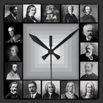 Famous Composers Black and White Portraits wall clocks
