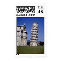 Famous inclined bell tower, the Leaning Tower of P Stamps