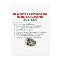 Famous Last Words in Roleplaying: Top Ten postcards