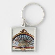 Fan, decorated with a scene of a fete key chains
