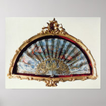 Fan, decorated with a scene of a fete posters